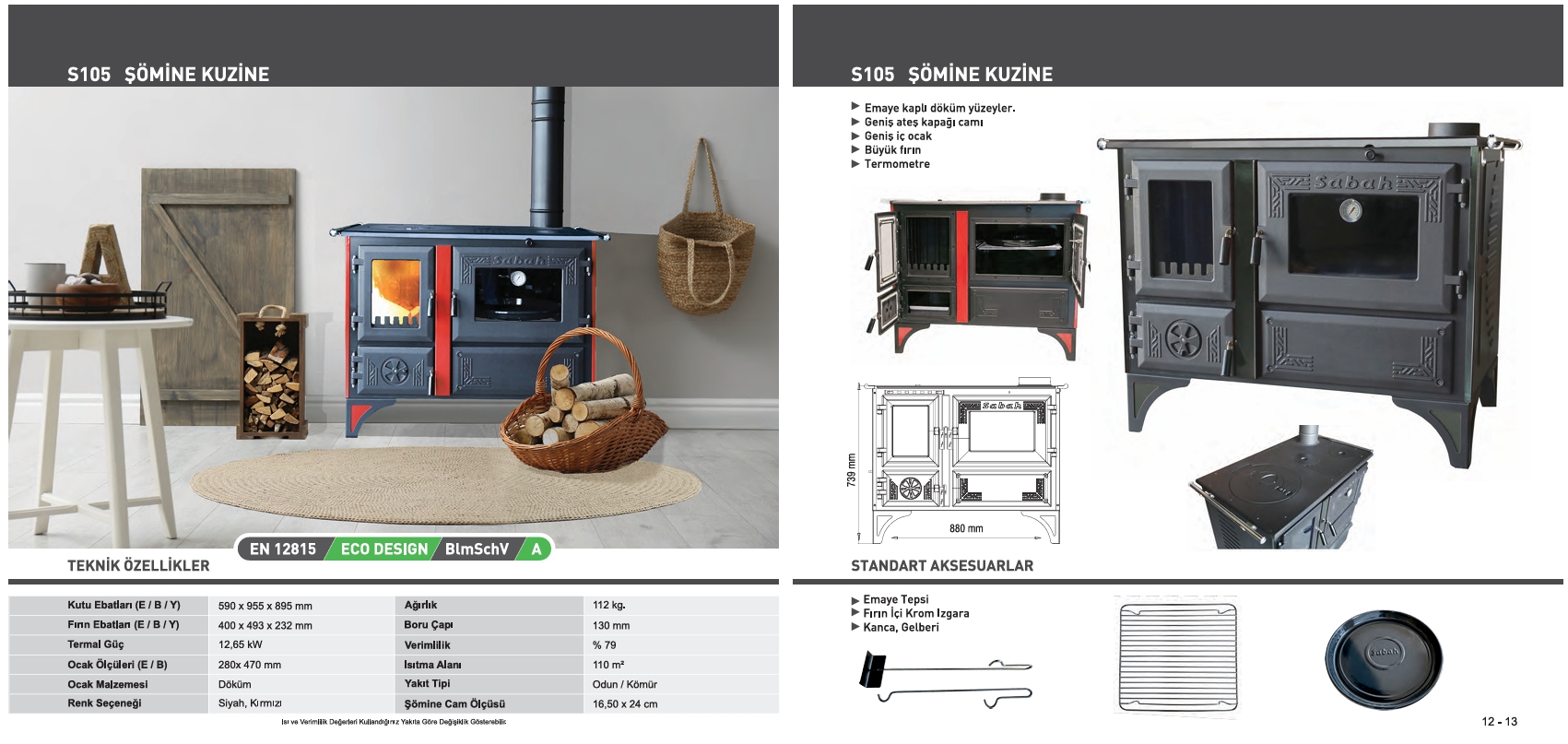 S105 Şömine Kuzine soba modeli